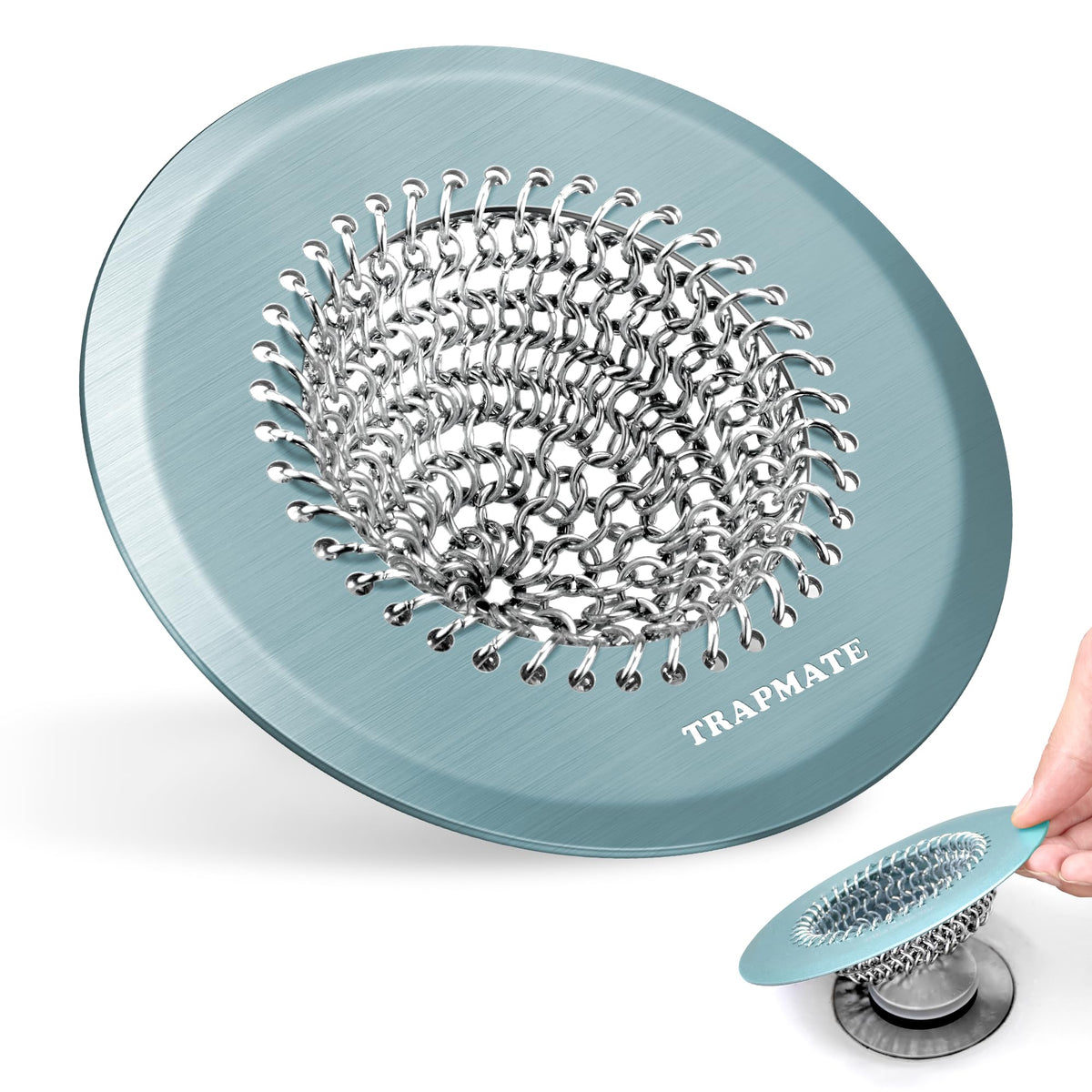 TRAPMATE Shower Drain Hair Catcher, Easy Flip Clean Bathtub Drain Protector