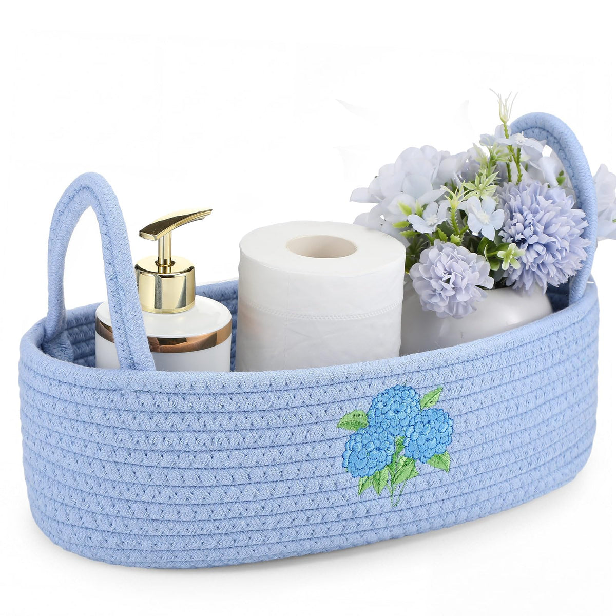 Vesici Eucalyptus Toilet Paper Storage Basket with Handles, Cotton Rope