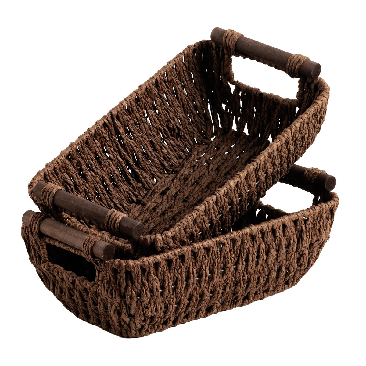 StorageWorks Wicker Baskets for Shelves, Hyacinth Storage Baskets, 2 Pack