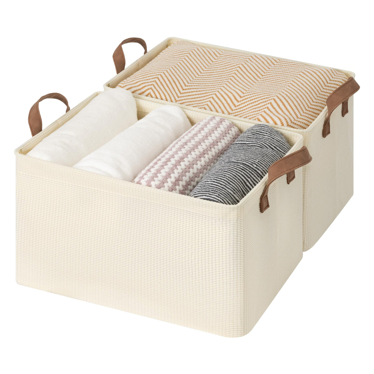 StorageWorks Storage Basket for Shelves, Storage Bins, Beige, 2-Pack