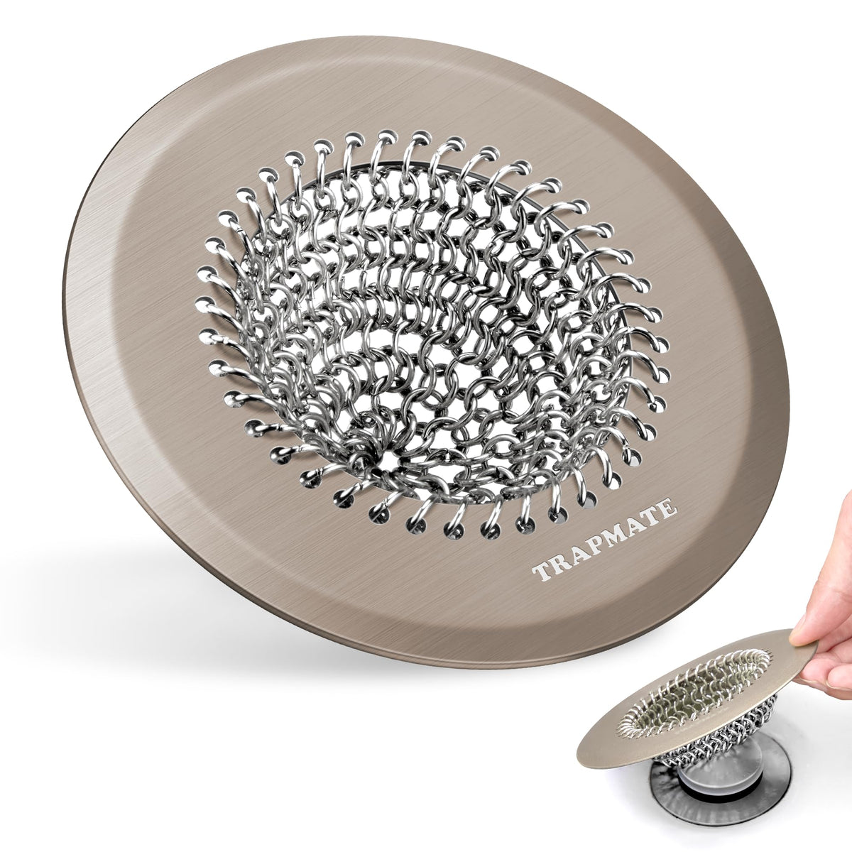 TRAPMATE Shower Drain Hair Catcher, Easy Flip Clean Bathtub Drain Protector