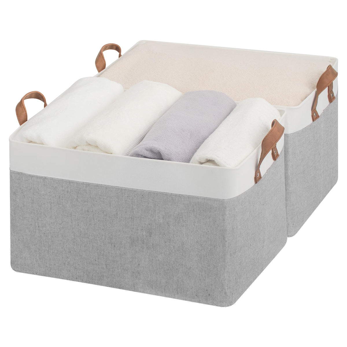 StorageWorks Storage Basket for Shelves, Storage Bins, Beige, 2-Pack