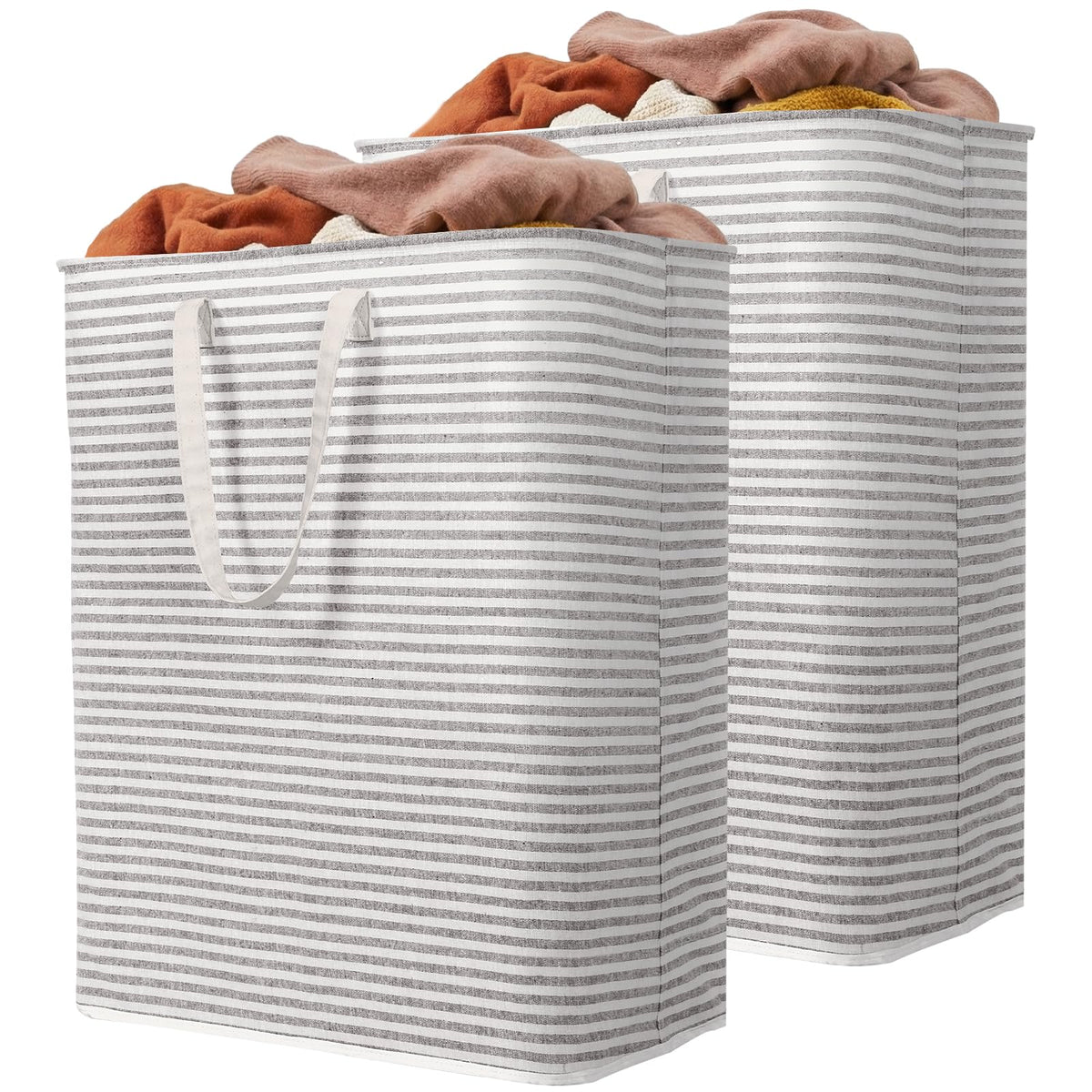 Lifewit 80L Large Laundry Baskets, Laundry Hampers Bags, 2 Pack, Grey