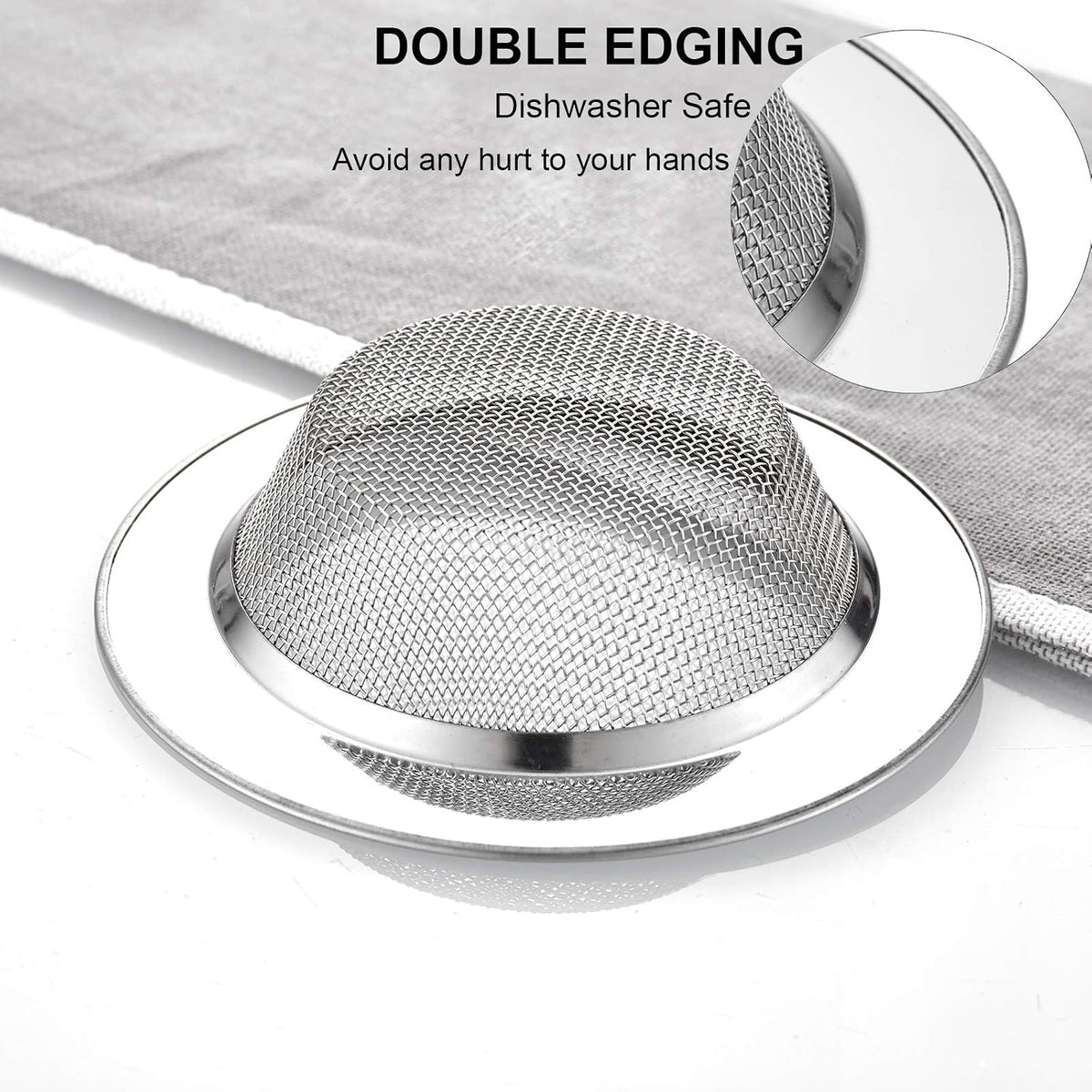 LASSHSWA 4 PCS Kitchen Sink Strainer Stainless Steel, Kitchen Sink Drain Strainer，Sink Strainers with Large Wide Rim 4.5" Diameter for Kitchen Sinks