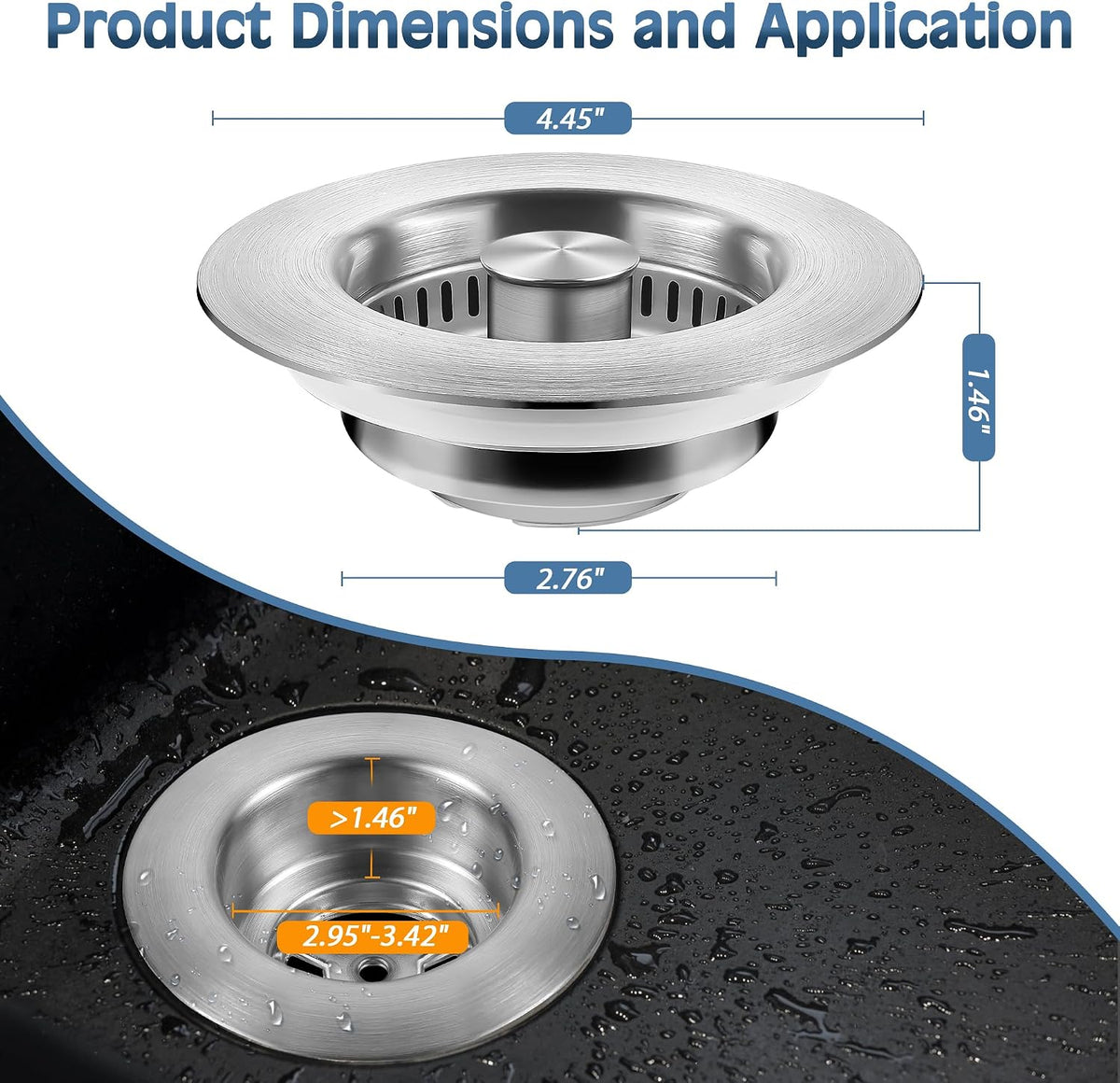 TGOSOMT Kitchen Sink Drain Strainer Stopper, Anti-Clog & Quick Drain