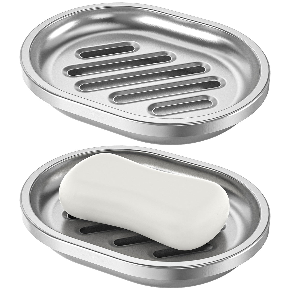 Stainless Steel Soap Dish for Kitchen Sink, Large Draining Tray