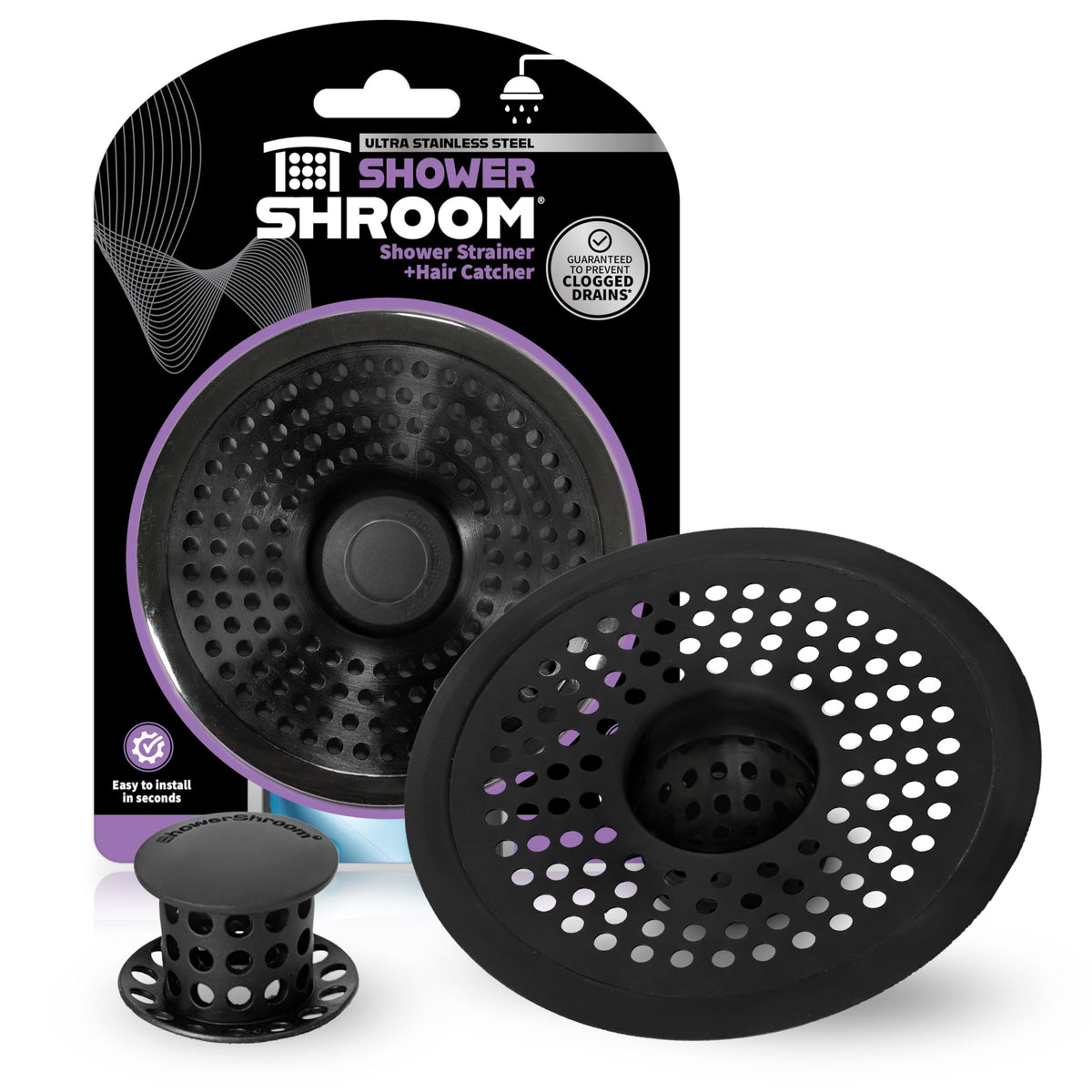 ShowerShroom SHSULT755 Ultra Revolutionary Shower Hair Catcher Drain Protector, No Size, Stainless