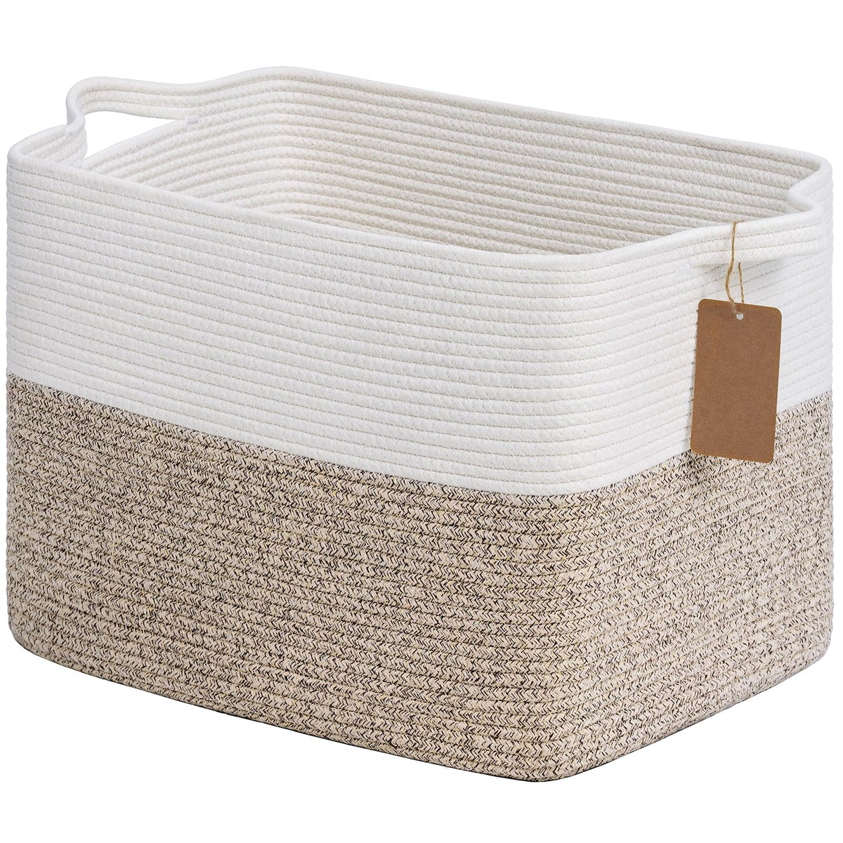 Goodpick Woven Rope Storage Basket for Shelves, Rectangle, Black