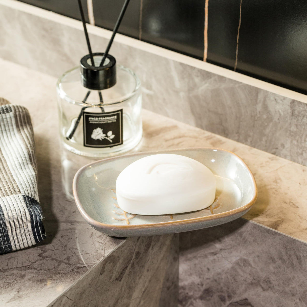Miamolo Soap Dish for Shower, Soap Holder Raised Design, No More Mushy Soap