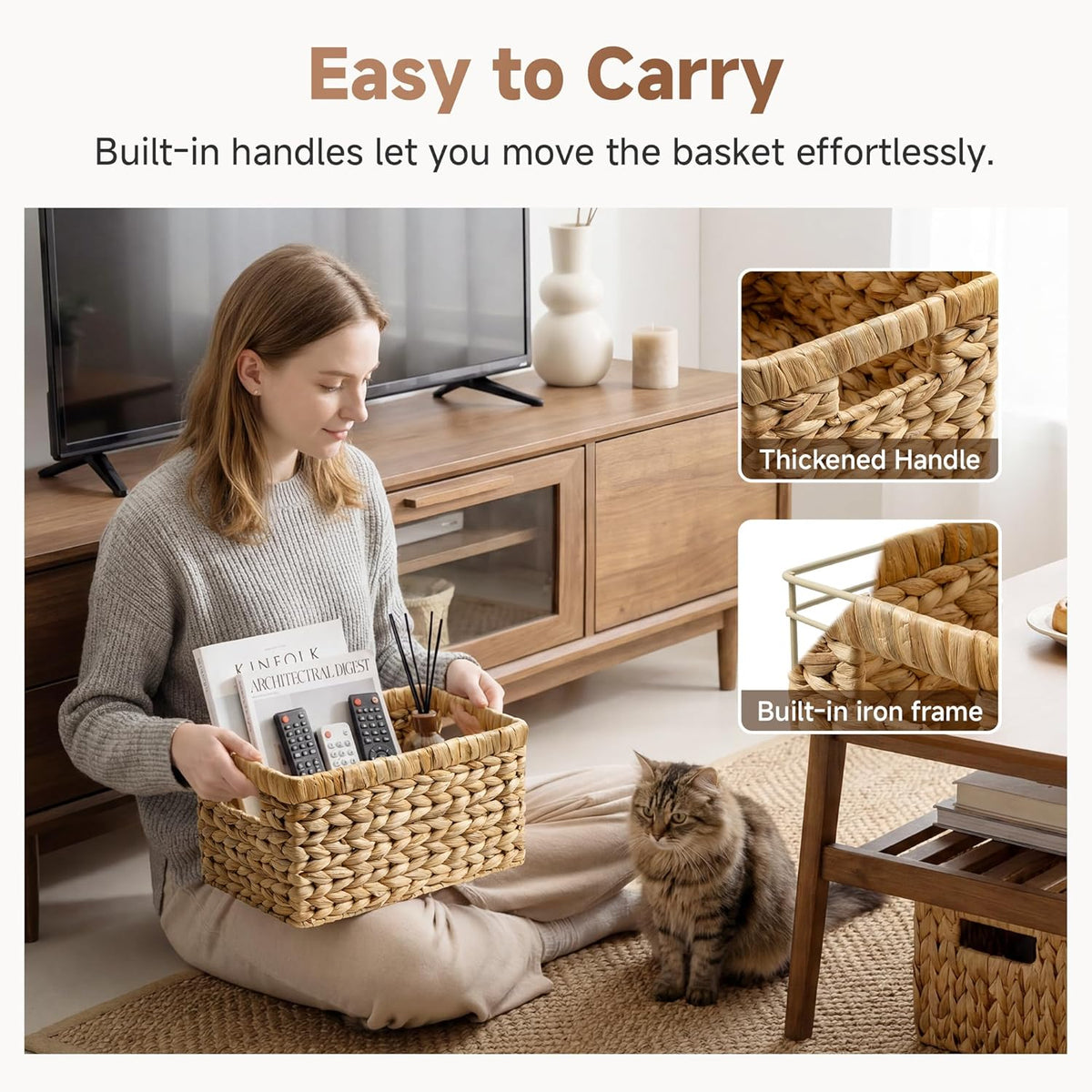 StorageWorks Wicker Baskets, Wicker Storage Baskets for Shelves, 2-Pack