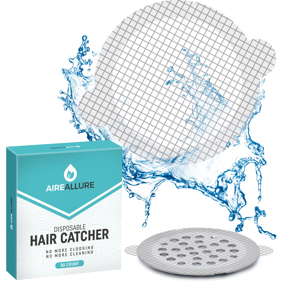 25 Pack Disposable Shower Drain Hair Catcher Mesh Stickers - Peel & Stick Drain Strainers to Prevent Clogs, Strong Waterproof Adhesive, Mess-Free Disposable Drain Covers for Shower & Bathtub