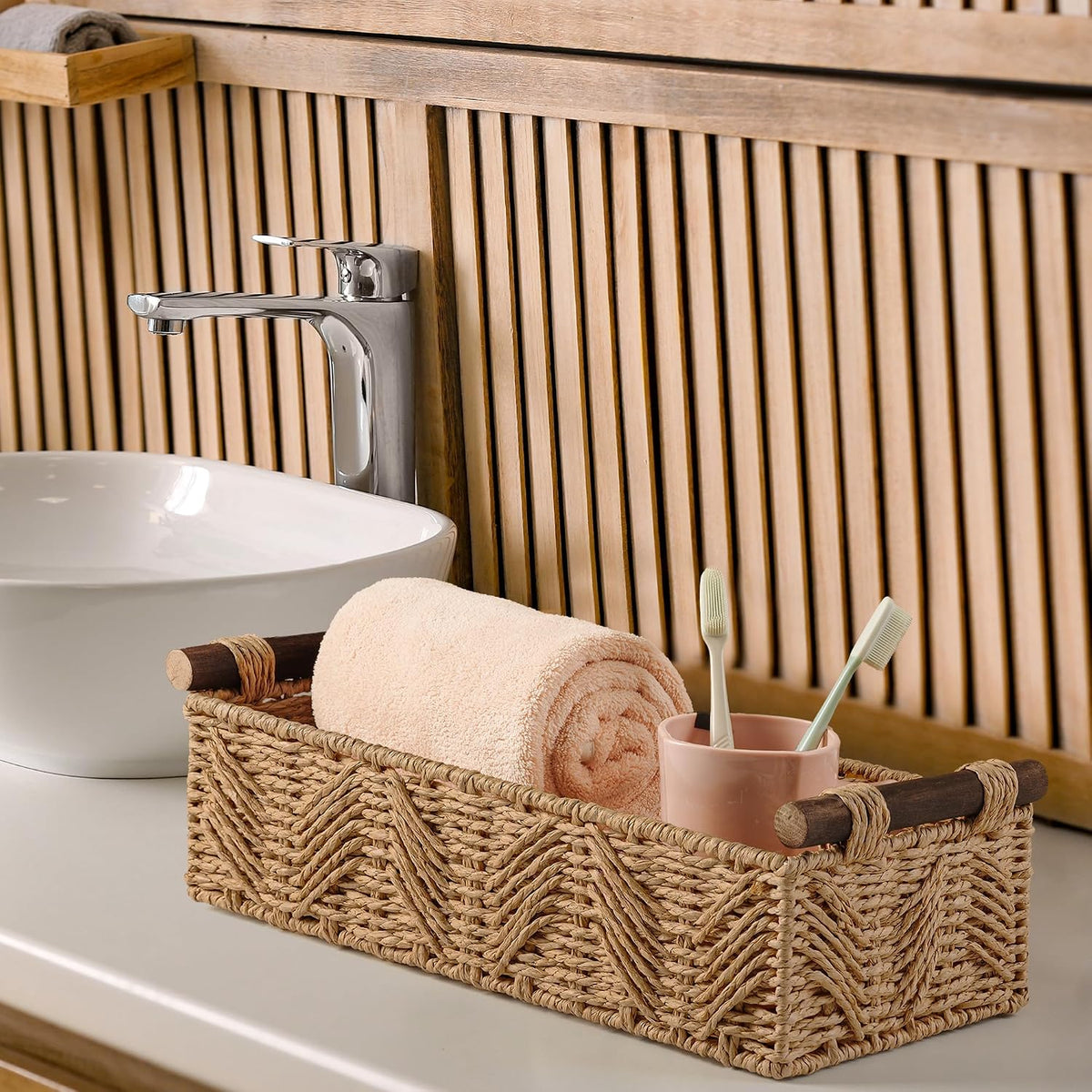 Toilet Paper Storage Basket for Bathroom Countertop Baskets for Organizing