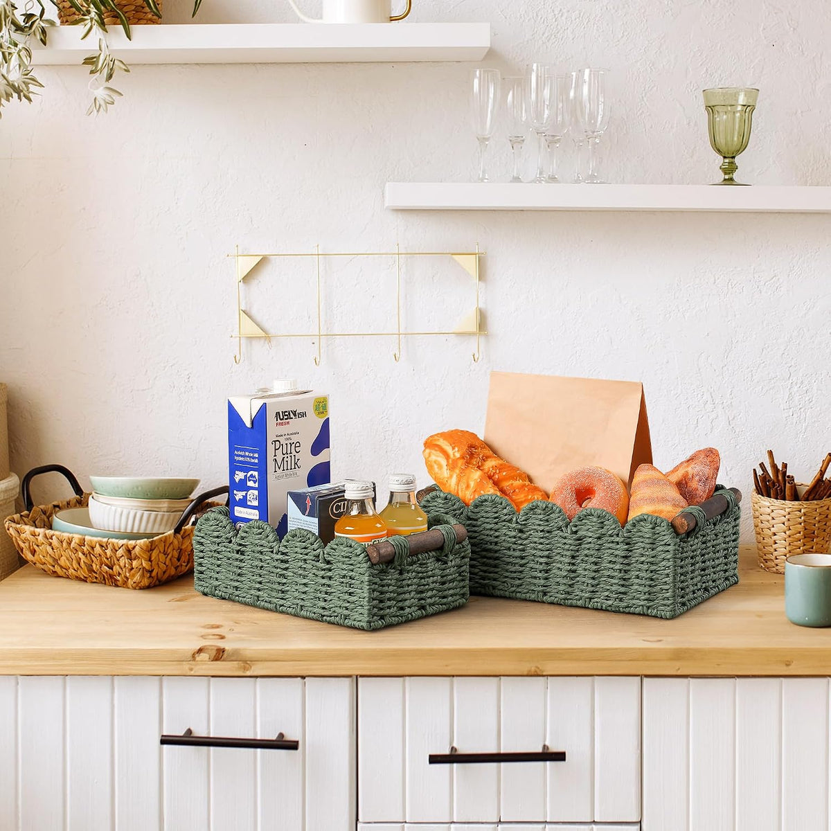 Wicker Baskets for Organizing Toilet Paper Storage Basket