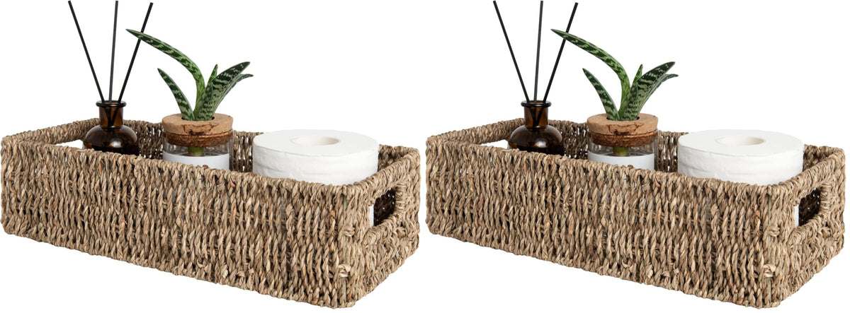 StorageWorks Wicker Seagrass Baskets, Toilet Basket Tank Topper