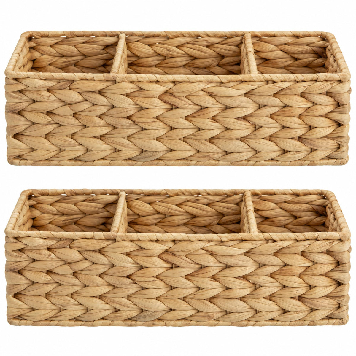 StorageWorks Toilet Paper Basket, 3-Section Water Hyacinth Storage Baskets