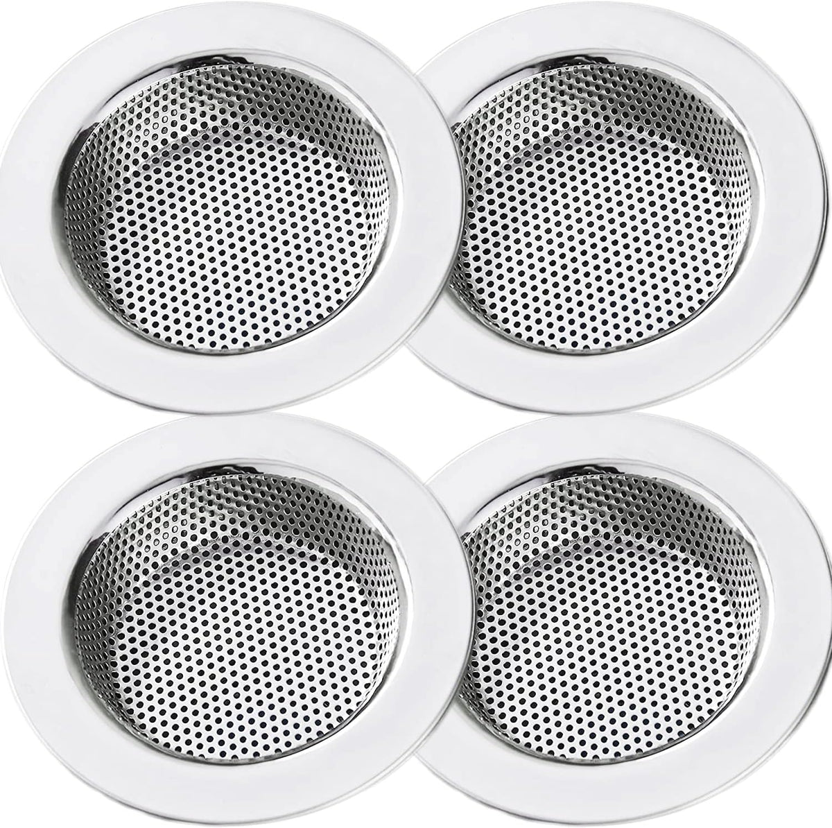 LASSHSWA Kitchen Sink Strainer Stainless Steel, Kitchen Sink Drain Strainer，Sink Strainers for Kitchen Sinks with Large Wide Rim 4.5" Diameter (4 Pack)