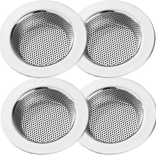 LASSHSWA Kitchen Sink Strainer Stainless Steel, Kitchen Sink Drain Strainer，Sink Strainers for Kitchen Sinks with Large Wide Rim 4.5" Diameter (4 Pack)