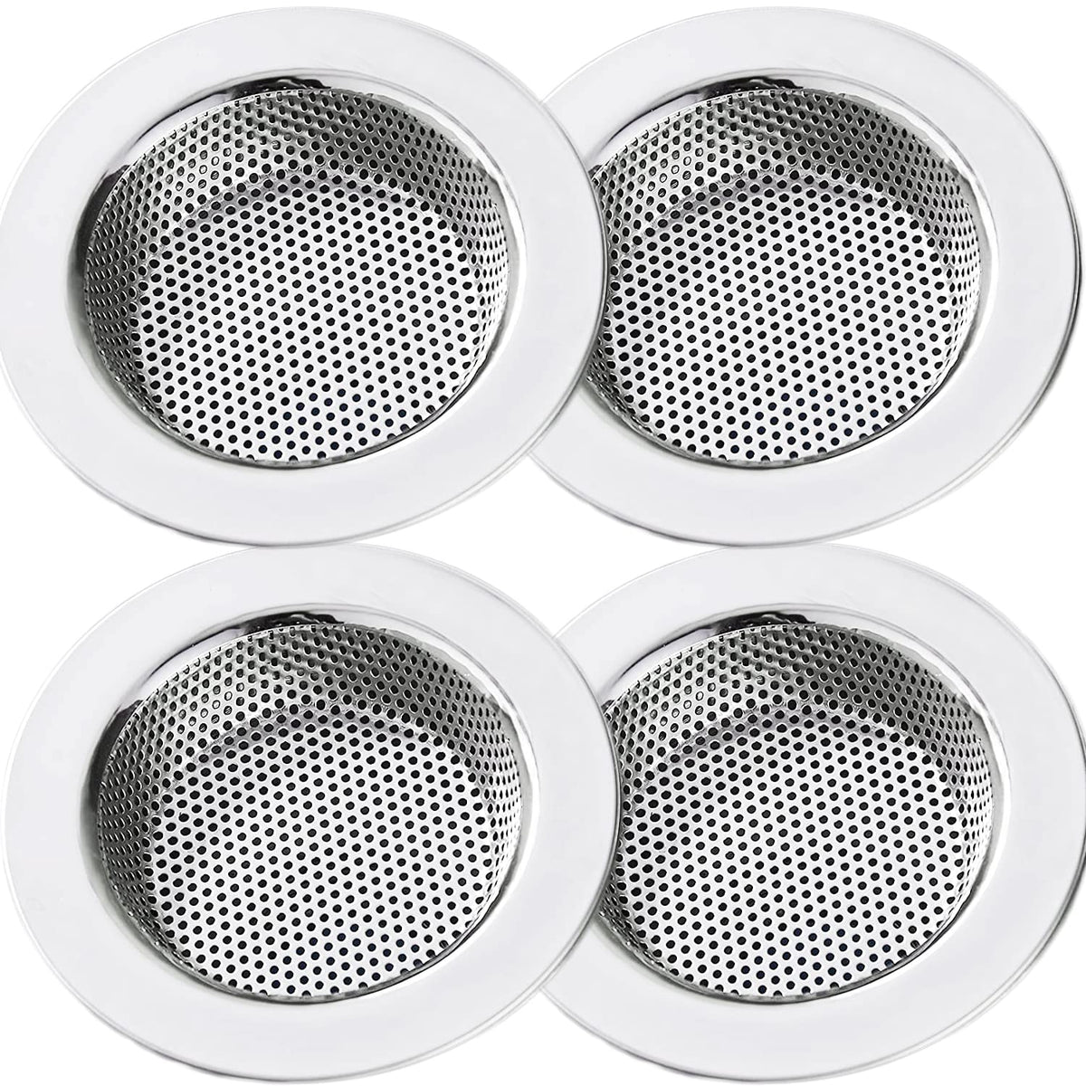 LASSHSWA Kitchen Sink Strainer Stainless Steel, Kitchen Sink Drain Strainer，Sink Strainers for Kitchen Sinks with Large Wide Rim 4.5" Diameter (4 Pack)