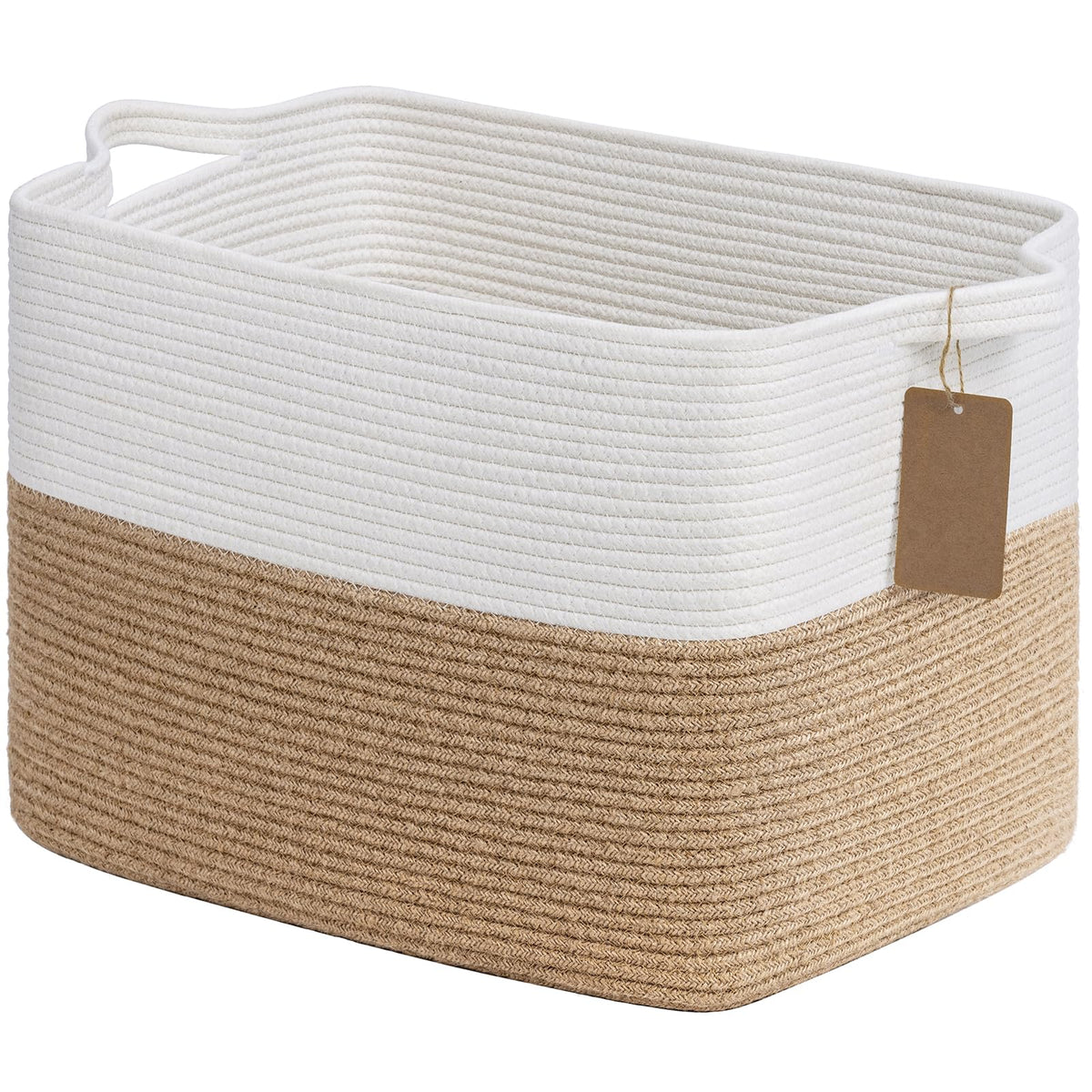 Goodpick Woven Rope Storage Basket for Shelves, Rectangle, Black