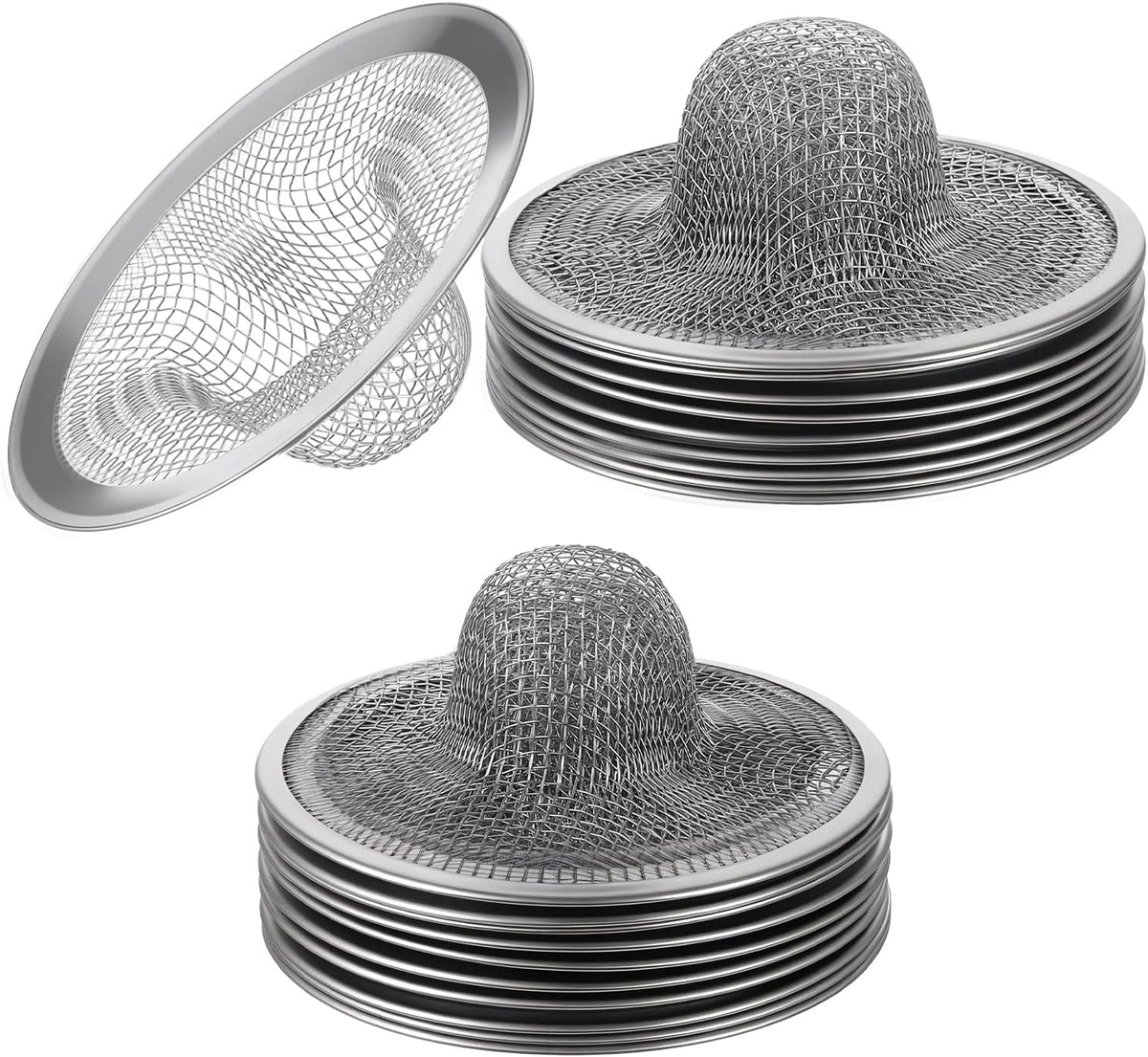 100pcs Mesh Sink Strainer, Stainless Steel Slop Basket Filter Trap, Metal Bathtub Kitchen Drain Strainer, Hair Basket Drain - Fits Most Kitchen Sinks, Bathroom Sinks,Shower Drains