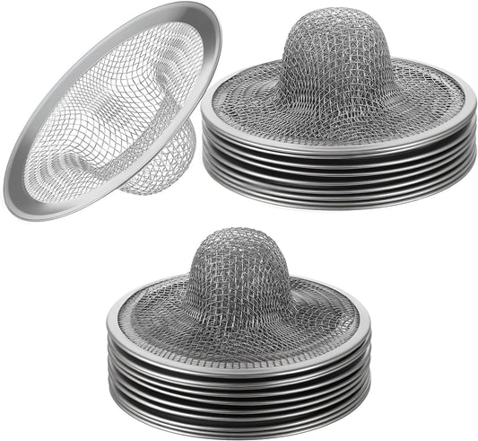 100pcs Mesh Sink Strainer, Stainless Steel Slop Basket Filter Trap, Metal Bathtub Kitchen Drain Strainer, Hair Basket Drain - Fits Most Kitchen Sinks, Bathroom Sinks,Shower Drains