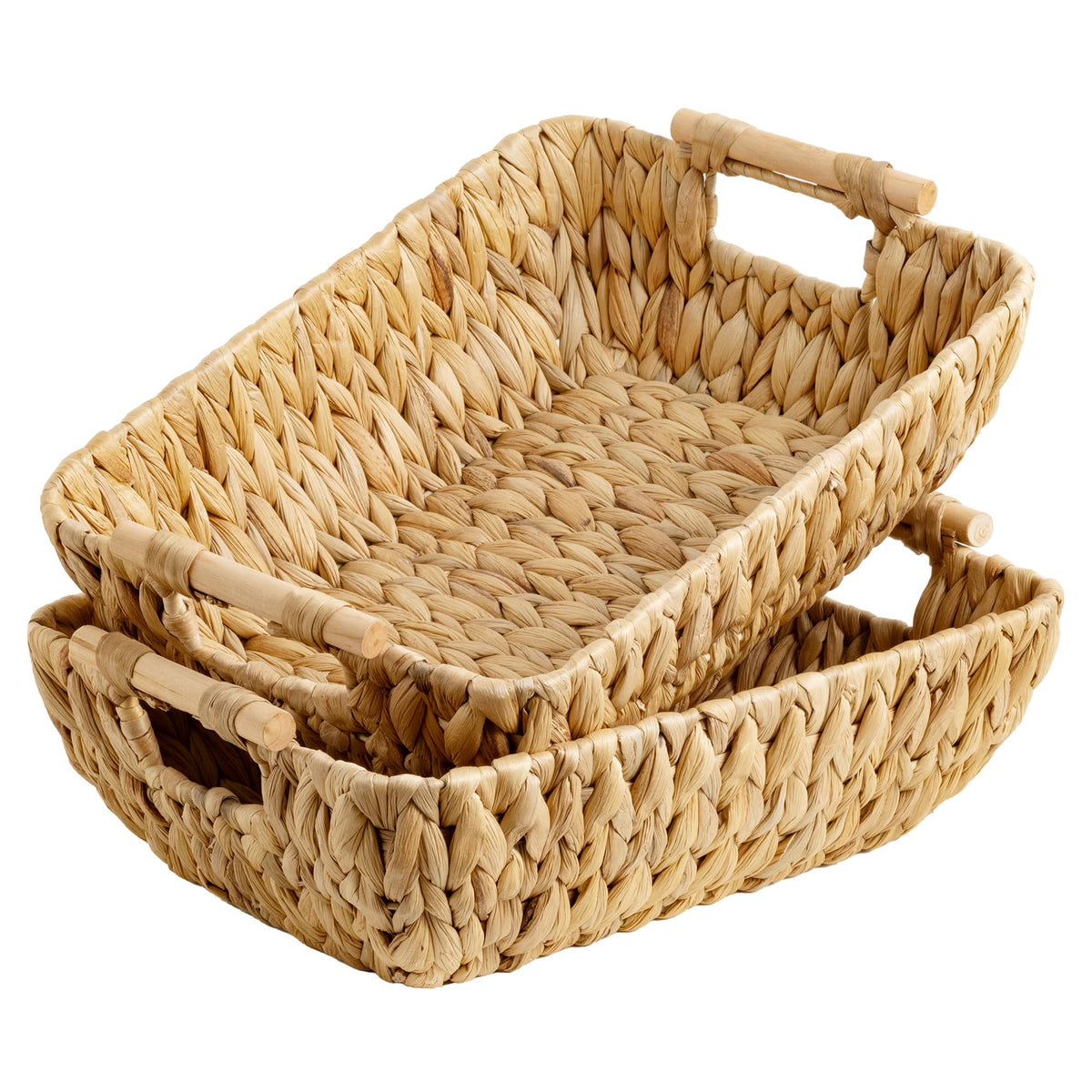 StorageWorks Wicker Baskets for Shelves, Hyacinth Storage Baskets, 2 Pack