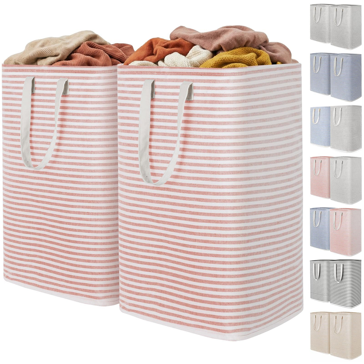 Lifewit 80L Large Laundry Baskets, Laundry Hampers Bags, 2 Pack, Grey