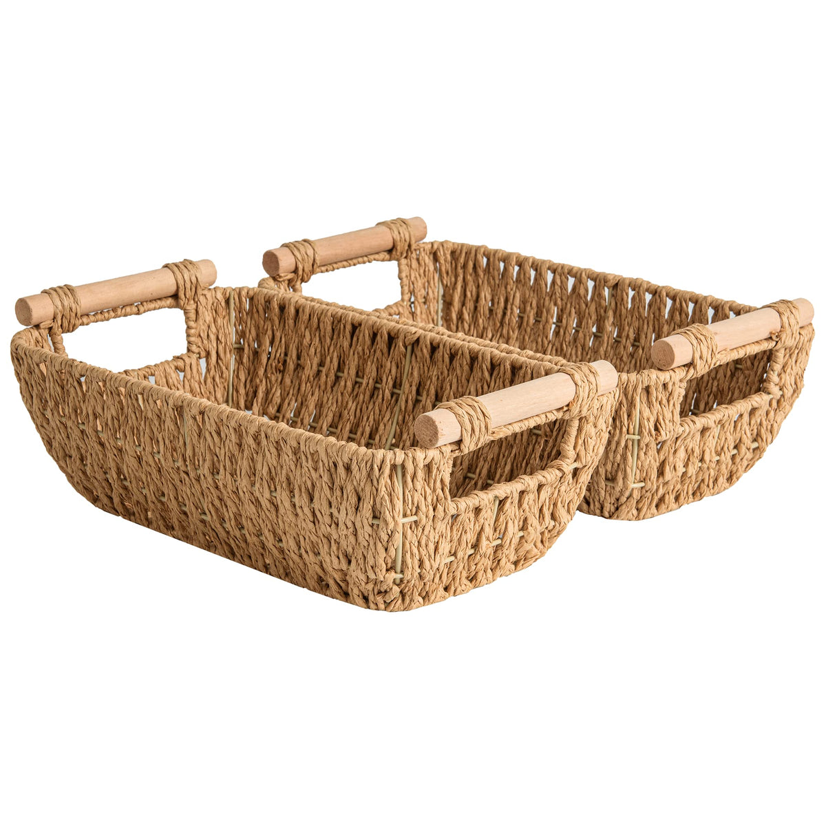StorageWorks Wicker Baskets for Shelves, Hyacinth Storage Baskets, 2 Pack