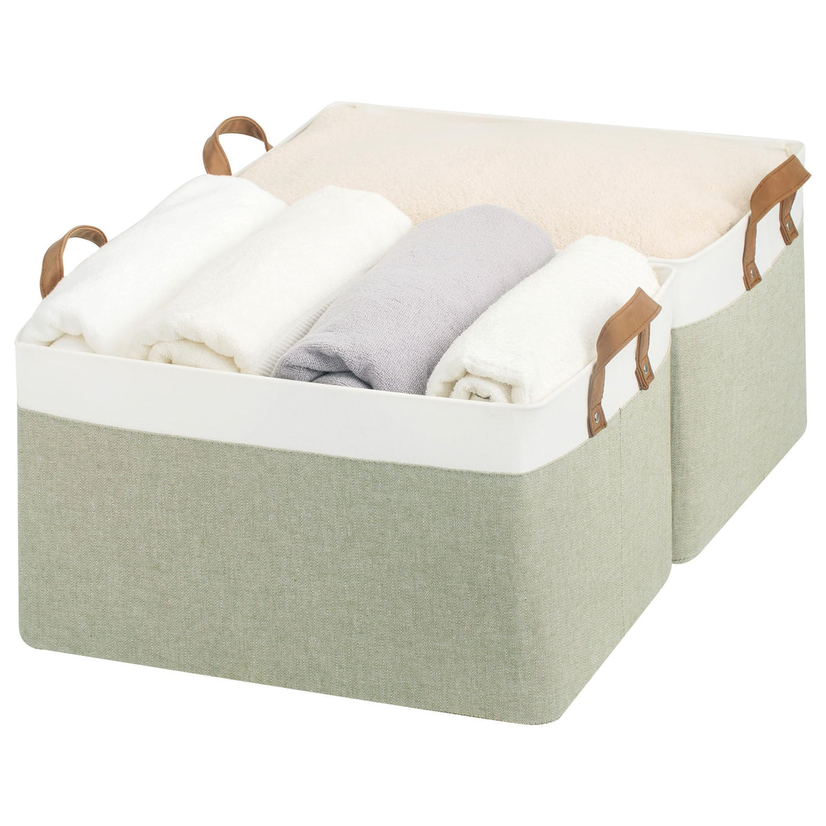 StorageWorks Storage Basket for Shelves, Storage Bins, Beige, 2-Pack