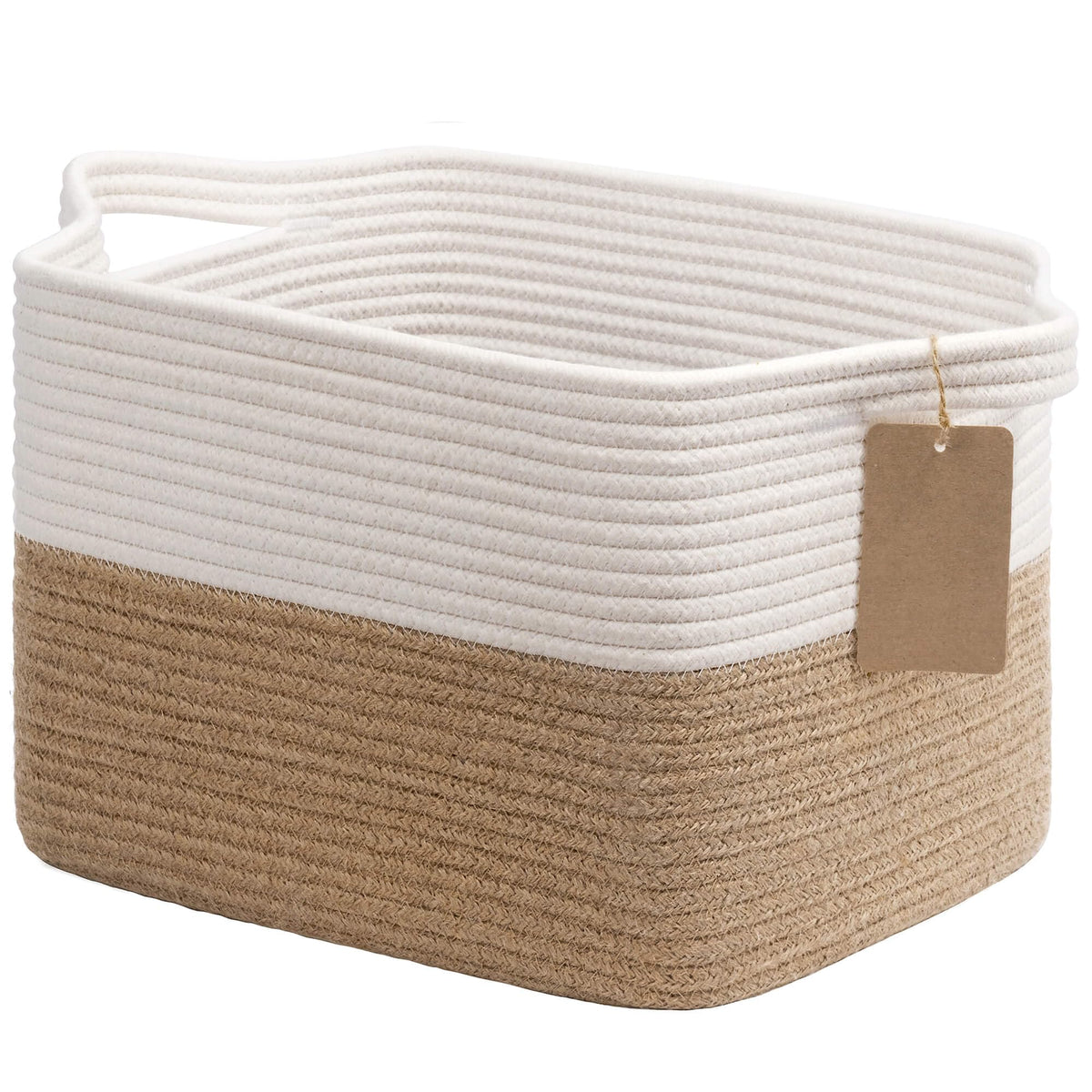 Goodpick Woven Rope Storage Basket for Shelves, Rectangle, Black