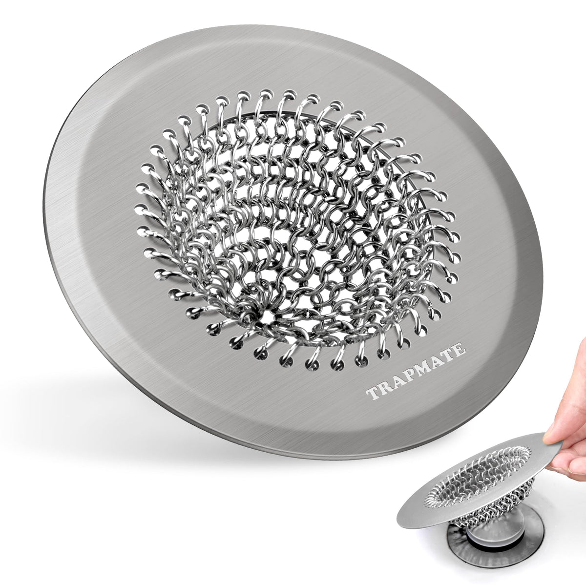 TRAPMATE Shower Drain Hair Catcher, Easy Flip Clean Bathtub Drain Protector