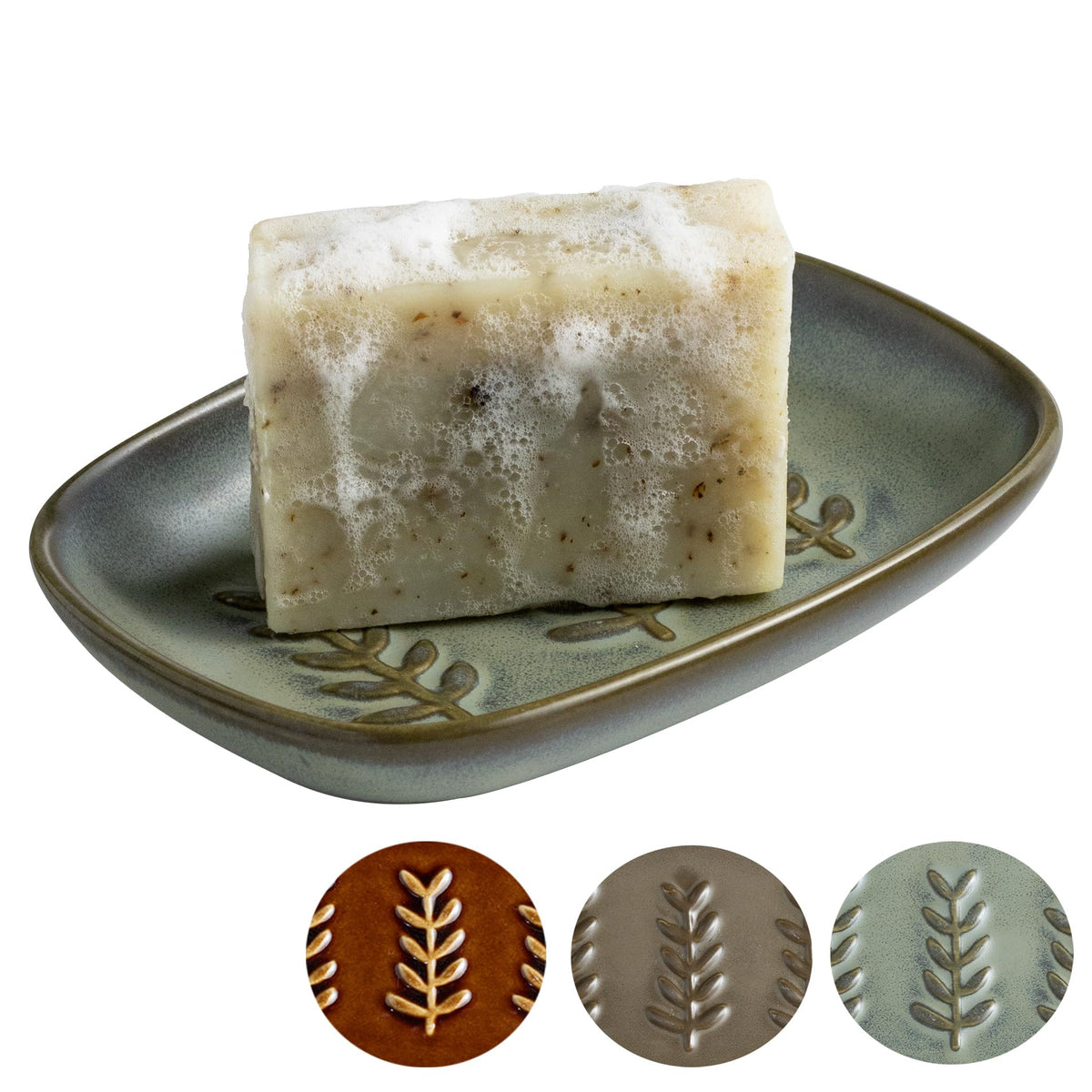 Miamolo Soap Dish Bar Cleaner Dish for Shower, Ceramic Soap Dishes for Large Soap Bar Shampoo or Sponge, Shower Soap Dish Soap Saver Tray for Bathroom Kitchen Sink, Easy to Clean