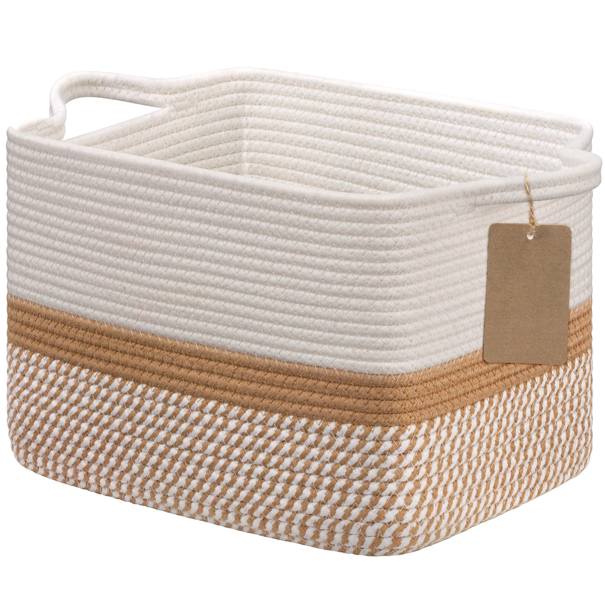 Goodpick Woven Rope Storage Basket for Shelves, Rectangle, Black