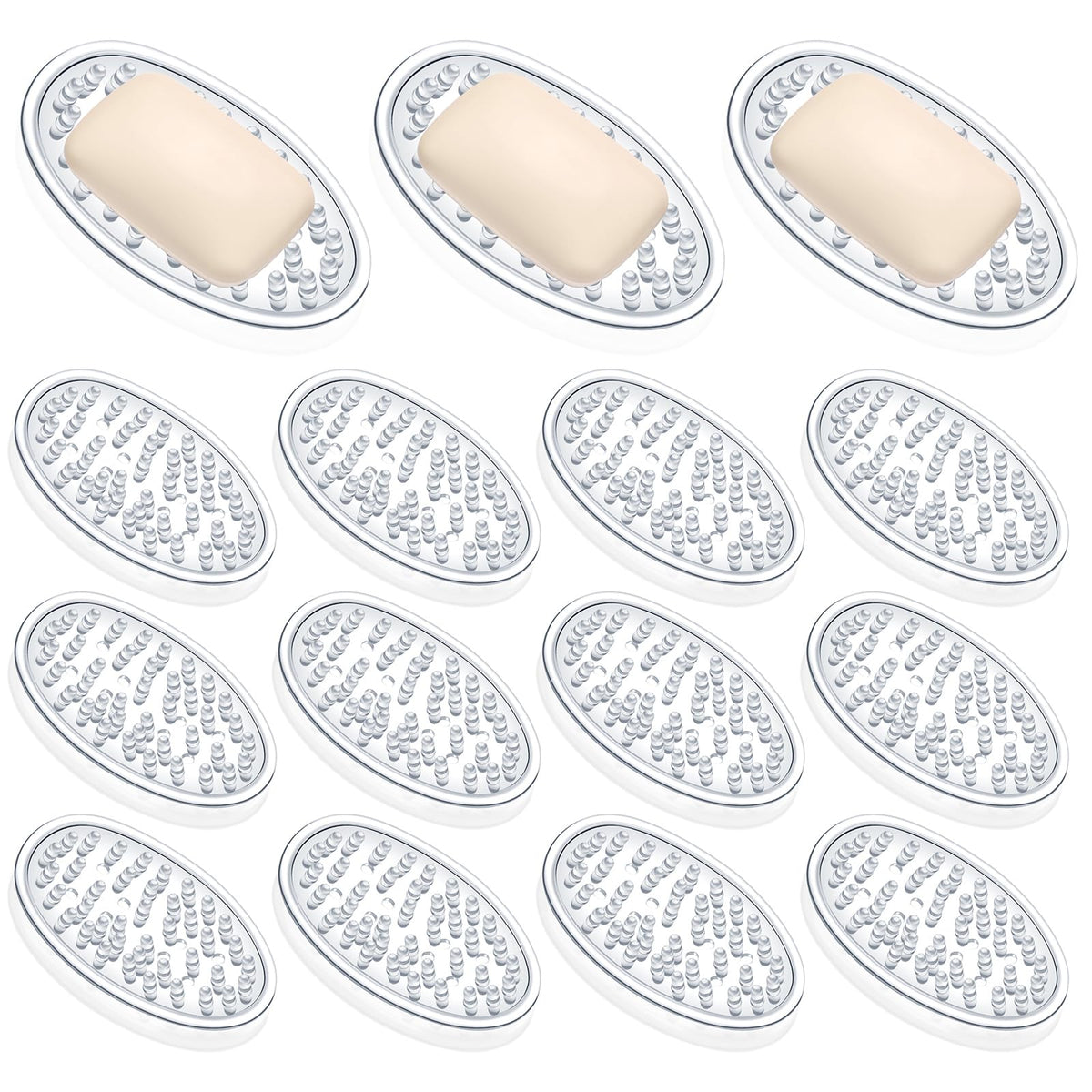 6 Pcs Soap Dish with Holes for Kitchen Bathroom, Clear
