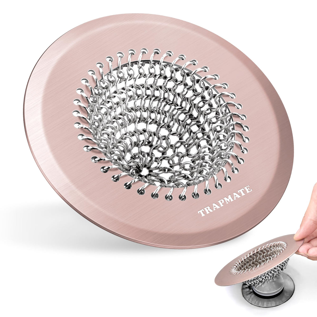 TRAPMATE Shower Drain Hair Catcher, Easy Flip Clean Bathtub Drain Protector