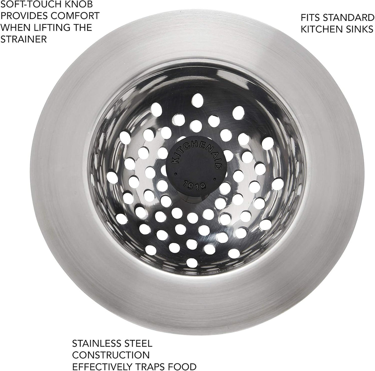 KitchenAid Stainless Steel Sink Strainer, Black