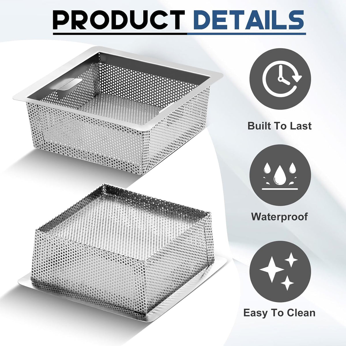 Tuanse 1 Pc 8.5 x 8.5 x 3'' Stainless Steel Floor Drain Strainer