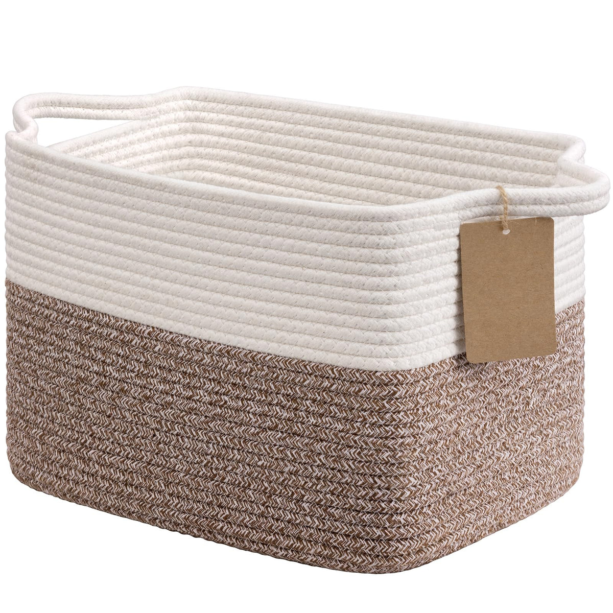 Goodpick Woven Rope Storage Basket for Shelves, Rectangle, Black