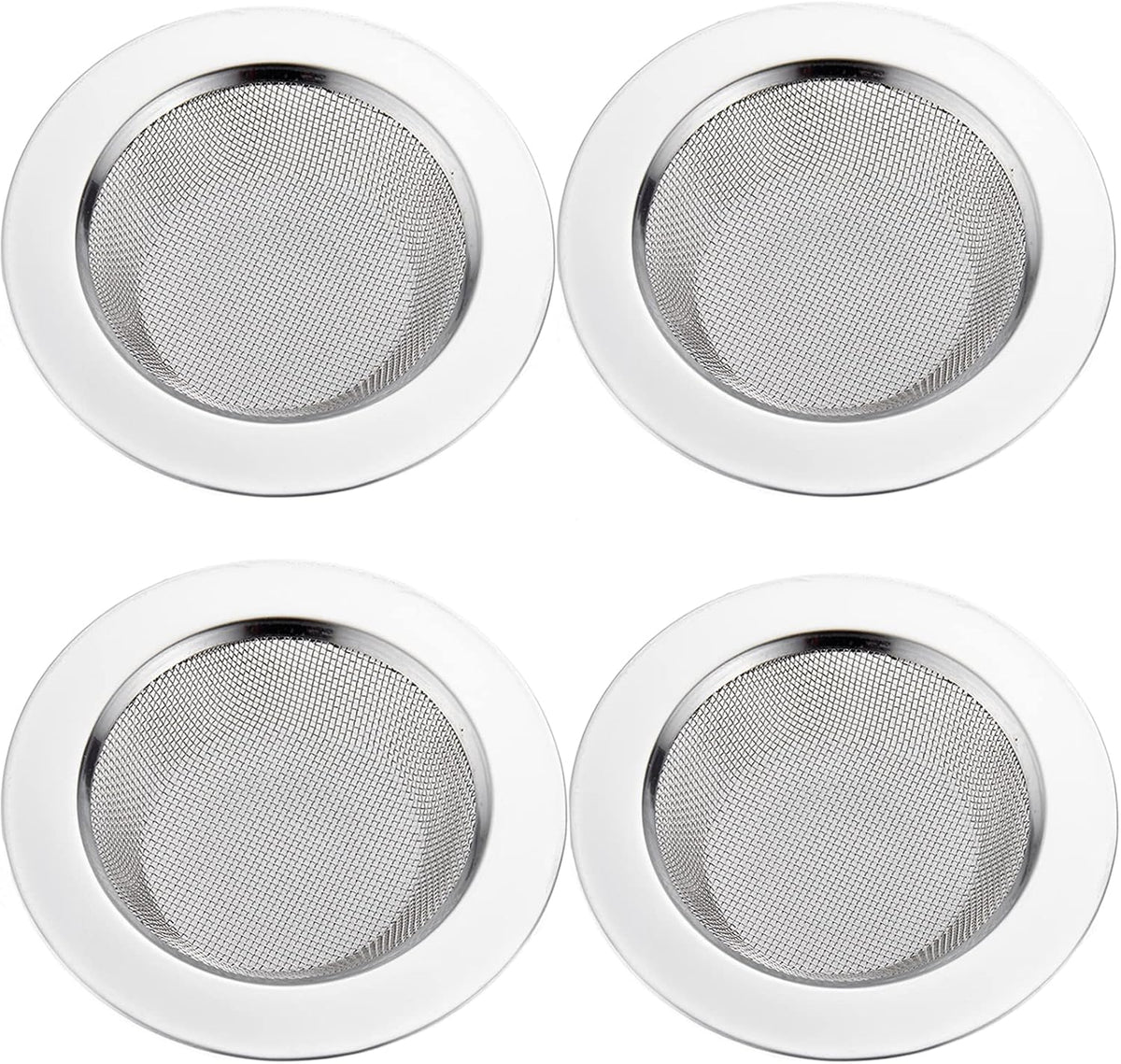 LASSHSWA 4 PCS Kitchen Sink Strainer Stainless Steel, Kitchen Sink Drain Strainer，Sink Strainers with Large Wide Rim 4.5" Diameter for Kitchen Sinks