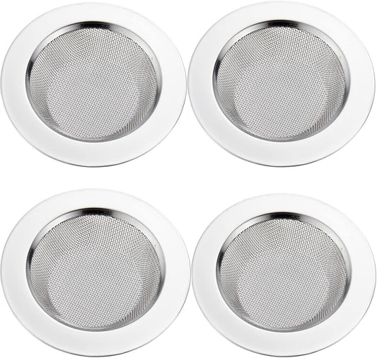 LASSHSWA 4 PCS Kitchen Sink Strainer Stainless Steel, Kitchen Sink Drain Strainer，Sink Strainers with Large Wide Rim 4.5" Diameter for Kitchen Sinks