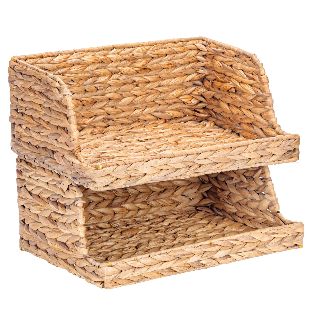 VATIMA Hyacinth Small Wicker Basket 11.6x8.1x4.9" - Bathroom Organizer, Wooden Handle, Decorative Storage