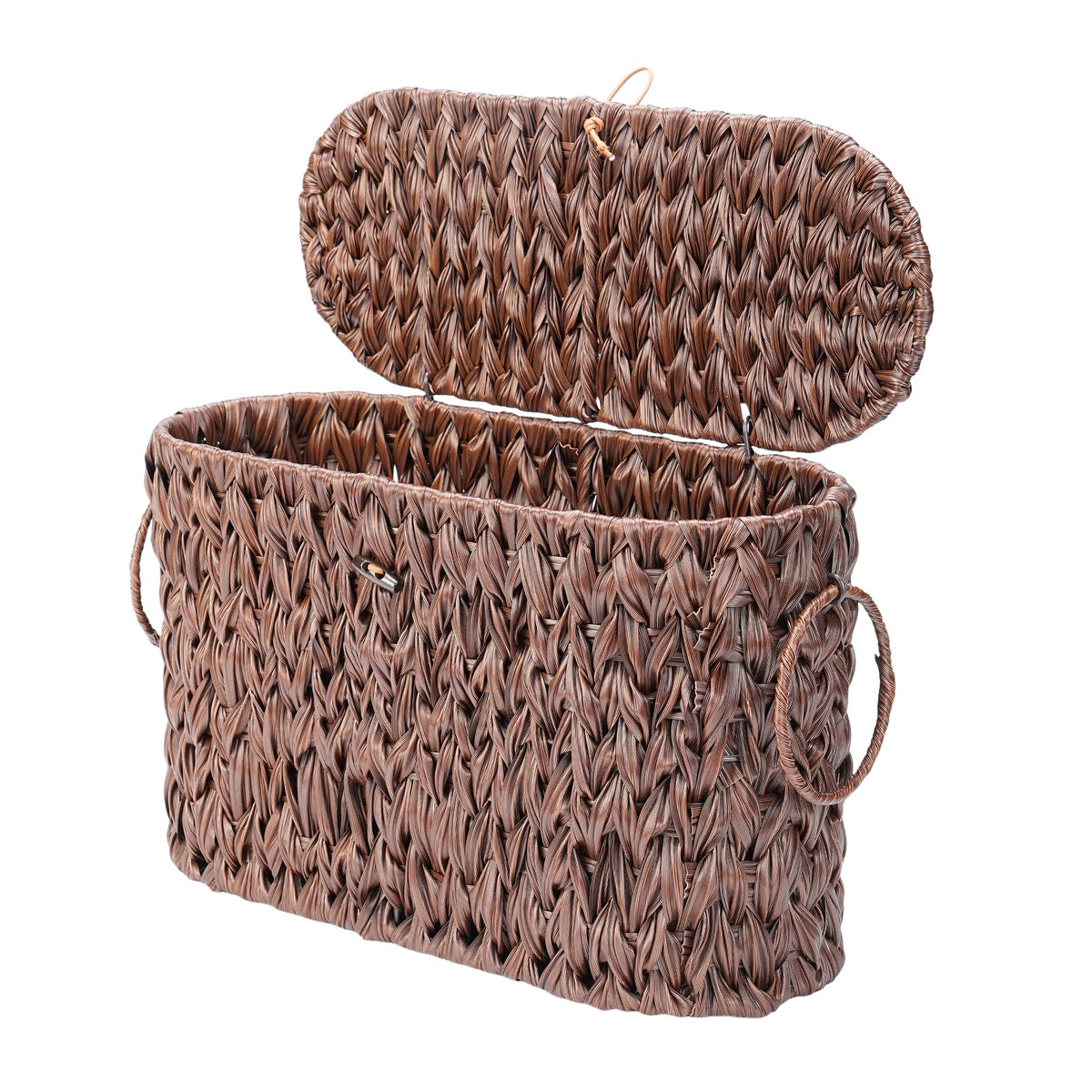 Coeusy Toilet Paper Basket with Lid,Wicker Basket for Bathroom Organizers and Storage,Holds Up to 6 Mega Rolls, Decorative Hand-Woven Rattan Bathroom Decor Accessories,Natural Water Hyacinth