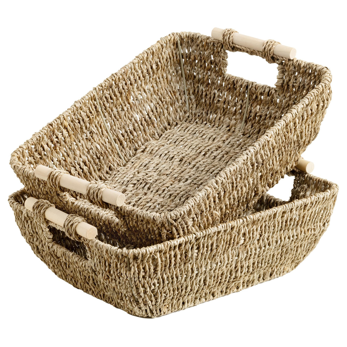 StorageWorks Wicker Baskets for Shelves, Hyacinth Storage Baskets, 2 Pack