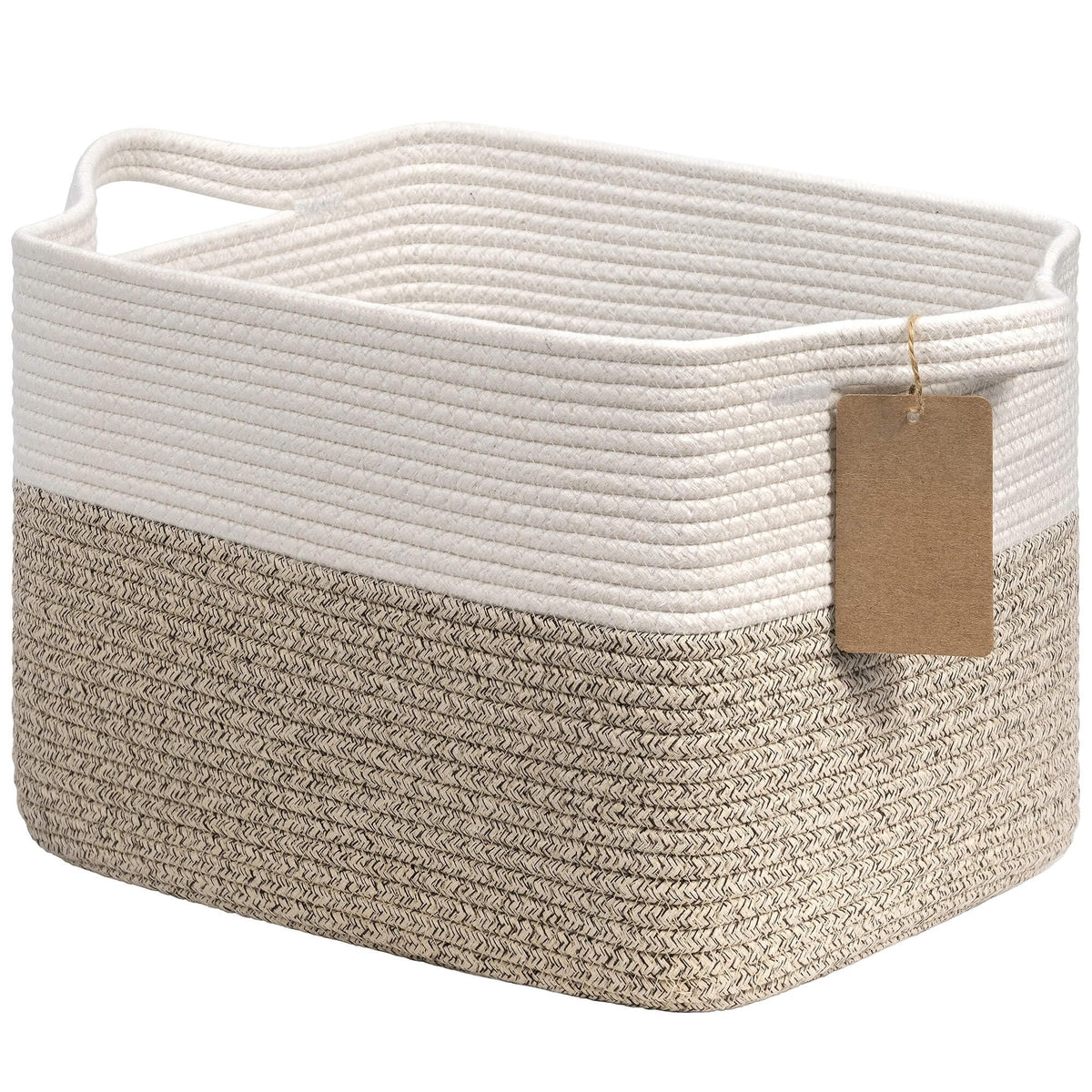 Goodpick Woven Rope Storage Basket for Shelves, Rectangle, Black