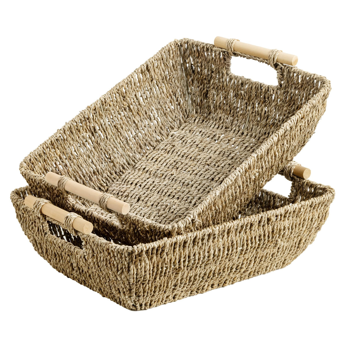 StorageWorks Wicker Baskets for Shelves, Hyacinth Storage Baskets, 2 Pack